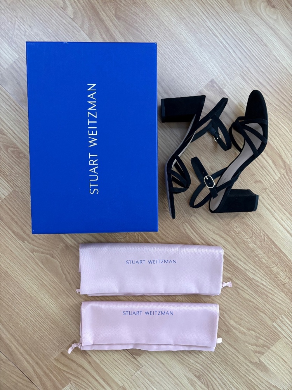 Stuart Weitzman Starla 75 Sandals / Heels in Black Suede